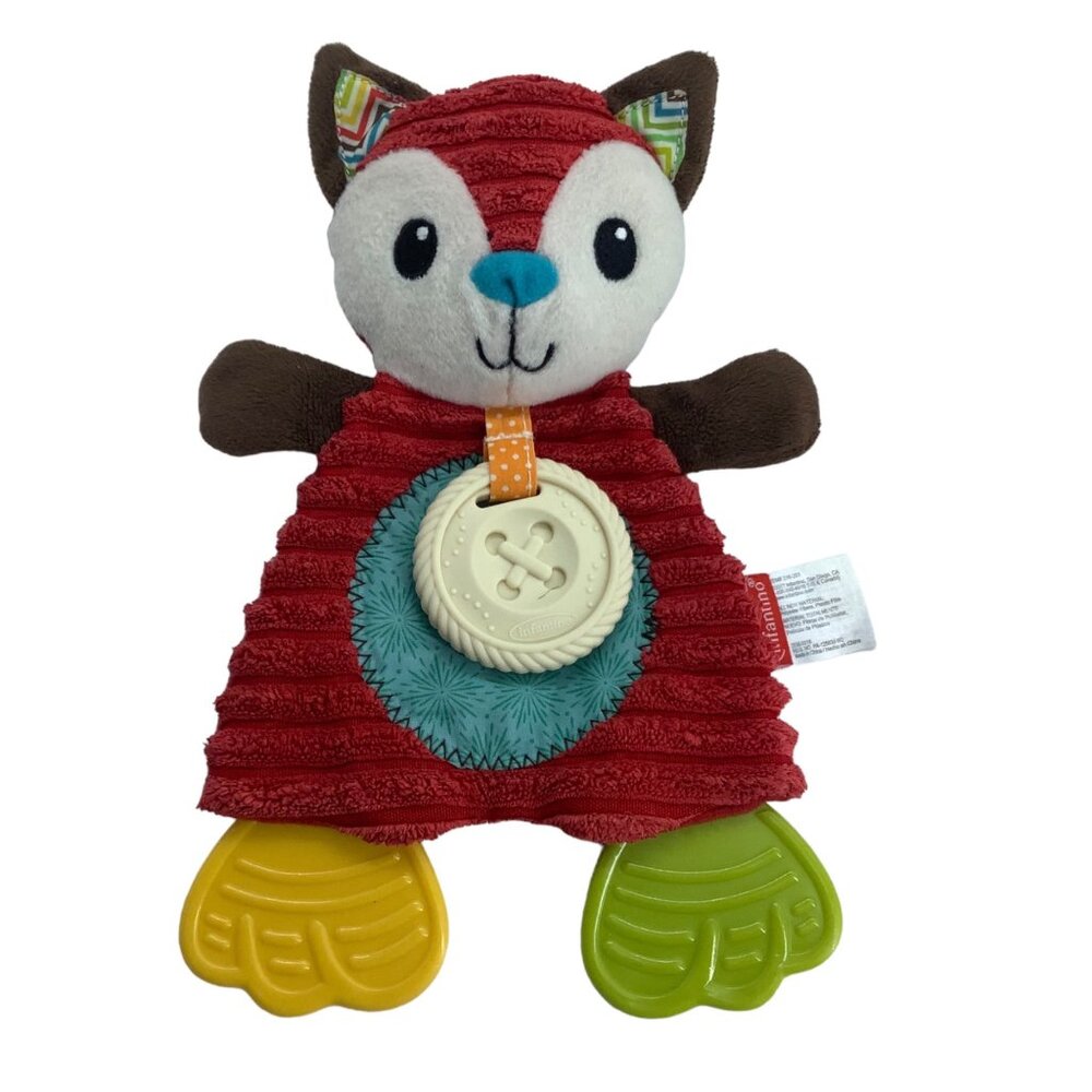 Infantino Go Red Fox Crinkle Baby Lovey Security Toy Teether 9.5" Blanket Button